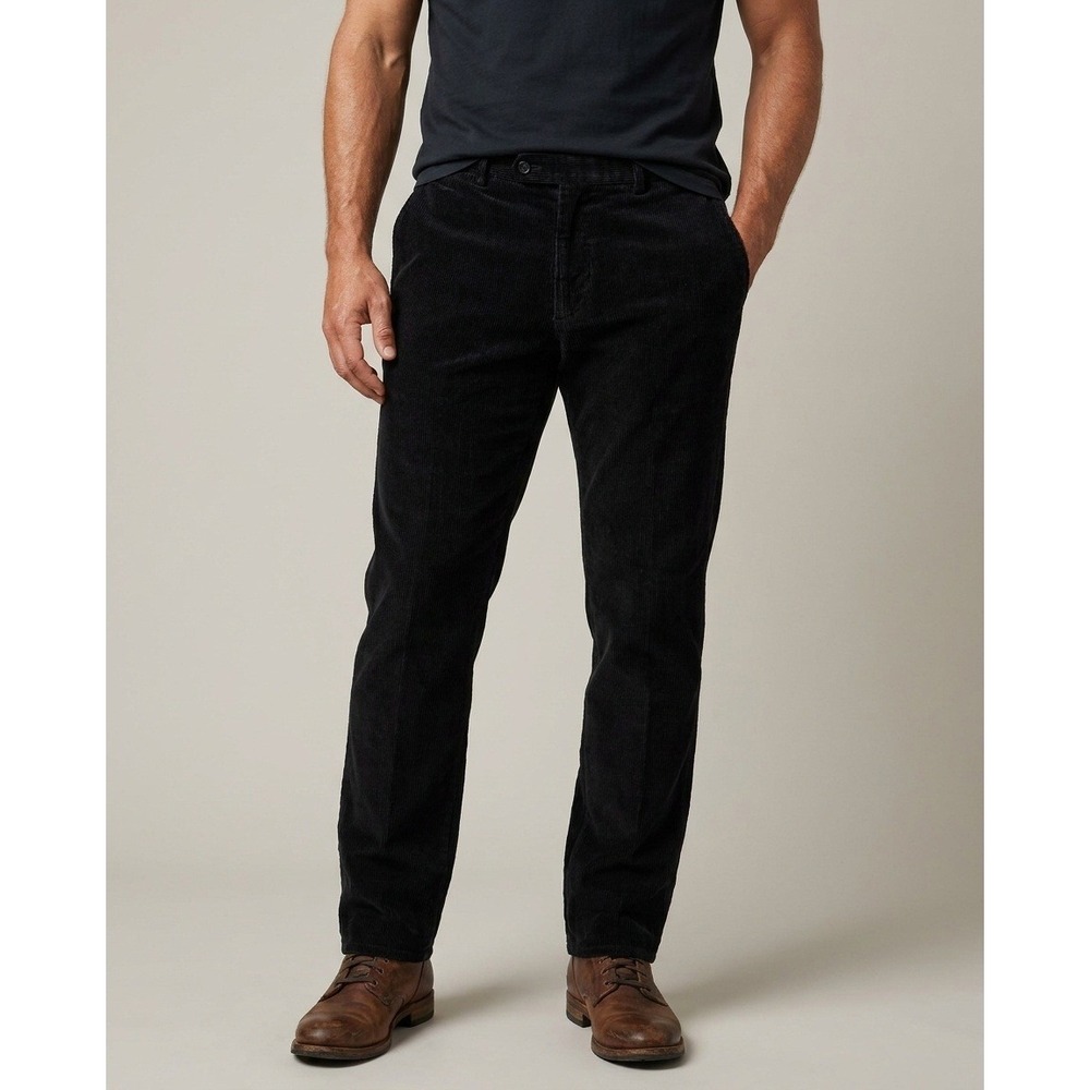 Zegna Black Cotton Cashmere Corduroy Trousers Mens IT 50 R US 34